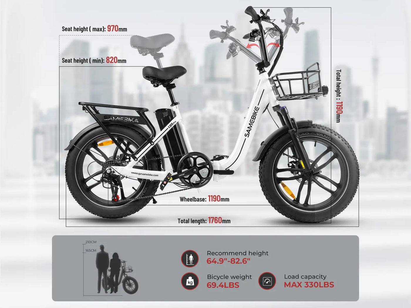 SAMEBIKE | C05 Pro Step-through Foldable Fat Tire Ebike